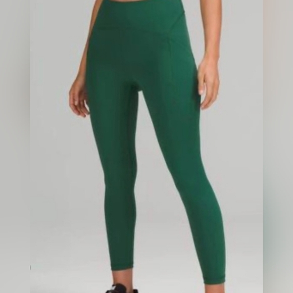 Lululemon Everglade Green Wunder Train High Rise Leggings 14 - Picture 1 of 4